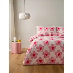 Asda George Home Pink Floral Heart Reversible Duvet Set - Double offer