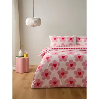 Asda George Home Pink Floral Heart Reversible Duvet Set - Double offer