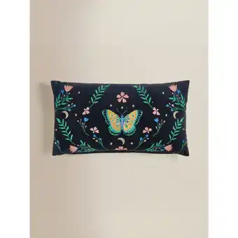 Asda George Home Navy Butterfly Embroidered Cushion offer