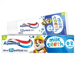 Morrisons Aquafresh Kids Milk Teeth Fluoride Toothpaste For Ages 0-2 offer