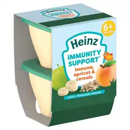 Morrisons Heinz Banana, Apricot & Cereals Immunity Support Pot 6+Months 2x100g offer