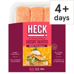 Tesco Heck 6 Smoky Chicken Sausage Rashers 300g offer