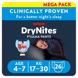 Tesco Huggies Drynites Pyjama Pants Boy 4-7 Years 26 Pack offer