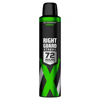 Tesco Right Guard Xtreme Male 72 Hours Protection Anti-Perspirant Fresh 250ml offer