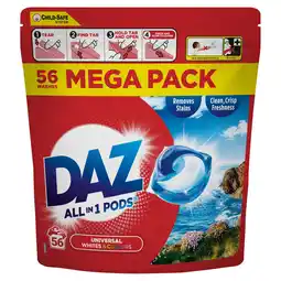 Tesco Daz All in 1 Washing Pods Whites & Colours 56 Washes 940.8g offer