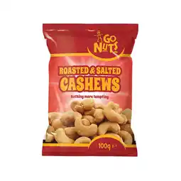 Iceland Go Nuts Roasted & Salted Cashews 100g offer