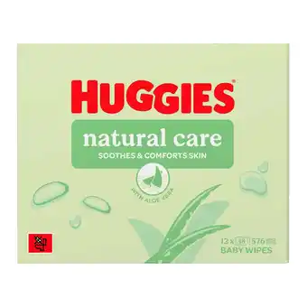 Tesco Huggies Natural Care 0% Plastic Baby Wipes 12x48 576 Wipes offer