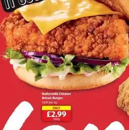 Aldi Buttermilk Chicken Breast Burger offer
