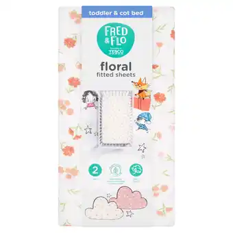 Tesco Fred & Flo Floral Cotbed Fitted Sheets 2 Pack offer