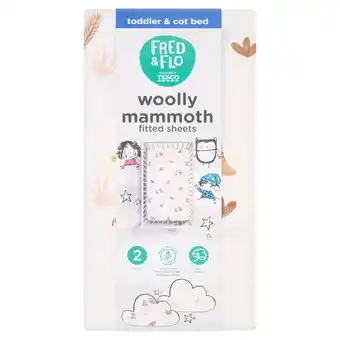 Tesco Fred & Flo Woolly Mammoth Cotbed Fitted Sheet 2 Pack offer