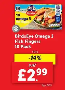 Lidl BirdsEye Omega 3 Fish Fingers 18 Pack offer