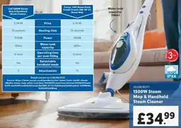 Lidl SILVERCREST 1500W Steam Mop & Handheld Steam Cleaner offer