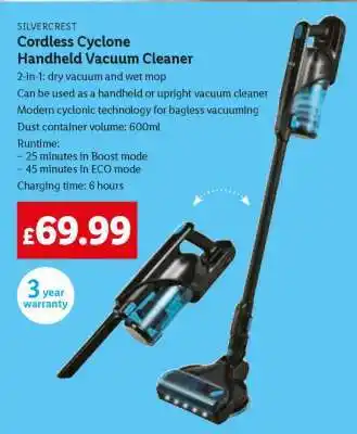 Lidl Cordless Cyclone Handheld Vacuum Cleaner offer