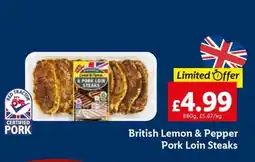 Lidl British Lemon & Pepper Pork Loin Steaks offer