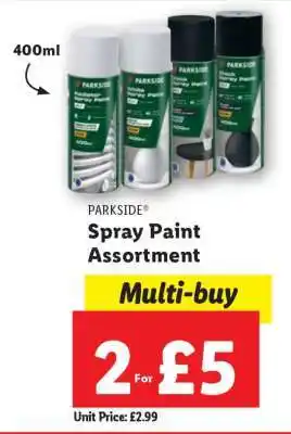 Lidl PARKSIDE Spray Paint Assortment offer
