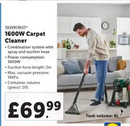 Lidl SILVERCREST 1600W Carpet Cleaner offer