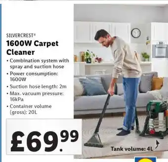 Lidl SILVERCREST 1600W Carpet Cleaner offer