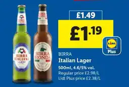 Lidl BIRRA Italian Lager offer