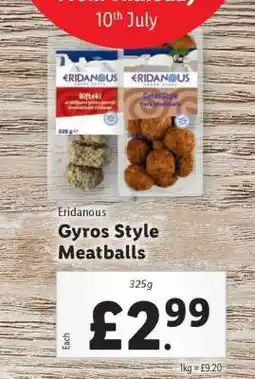 Lidl Eridanous Gyros Style Meatballs offer