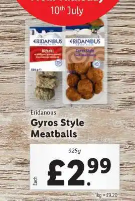 Lidl Eridanous Gyros Style Meatballs offer