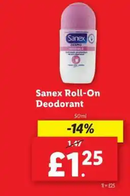 Lidl Sanex Roll-On Deodorant offer