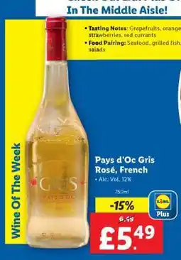 Lidl Pays d'Oc Gris Rosé, French offer