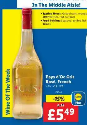 Lidl Pays d'Oc Gris Rosé, French offer