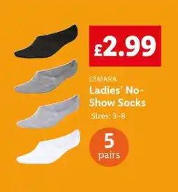 Lidl ESMARA Ladies’ No-Show Socks offer