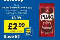 Lidl PILÃO Ground Roasted Coffee, 250g offer