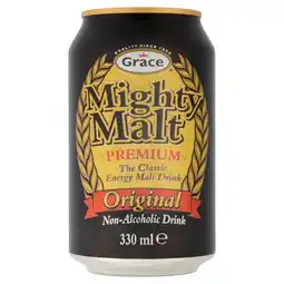 Tesco Grace Mighty Malt Drink Can 330Ml offer
