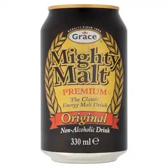 Tesco Grace Mighty Malt Drink Can 330Ml offer
