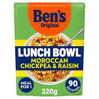 Tesco Bens Original Lunch Bowl Moroccan Style Grains and Pulses 220g offer