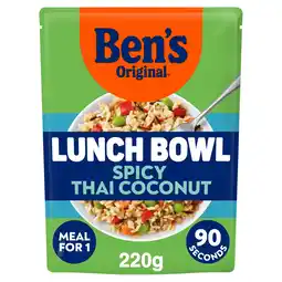 Tesco Bens Original Lunch Bowl Spicy Thai Style Coconut Grains and Rice 220g offer