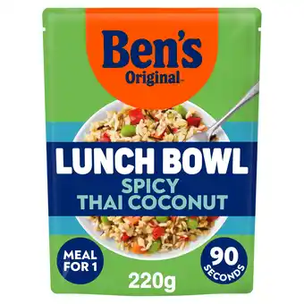Tesco Bens Original Lunch Bowl Spicy Thai Style Coconut Grains and Rice 220g offer