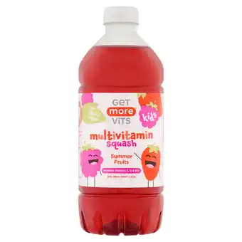 Tesco Get More Vits Kids Multivitamin Squash Summer Fruits 750ml offer