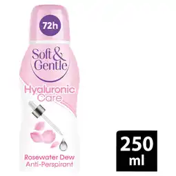 Asda Soft & Gentle 72h Skin Expert Hyaluronic Care Rosewater Dew Anti-Perspirant Deodorant 250ml offer