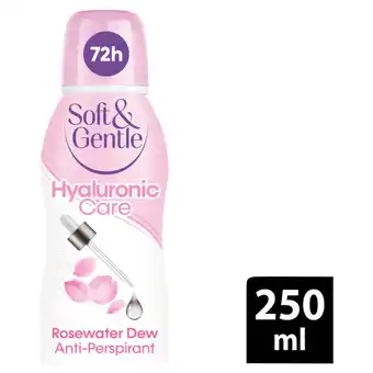 Asda Soft & Gentle 72h Skin Expert Hyaluronic Care Rosewater Dew Anti-Perspirant Deodorant 250ml offer