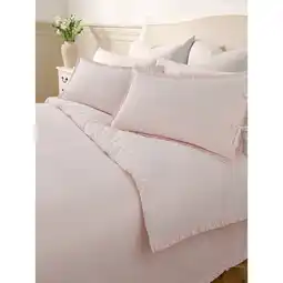 Asda At Home with Stacey Solomon Pink Stripe Ruffle Trim 100% Cotton Duvet Set - Super King offer