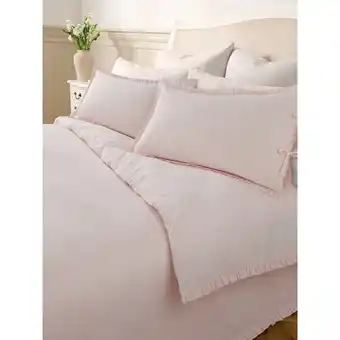 Asda At Home with Stacey Solomon Pink Stripe Ruffle Trim 100% Cotton Duvet Set - Super King offer