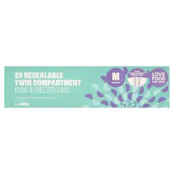 Asda ASDA 20 Twin Compartment Resealable Food & Freezer Bags Medium offer
