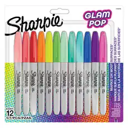 Asda Sharpie Glam Pop Fine Point Assorted Permanent Markers 12 Pack offer