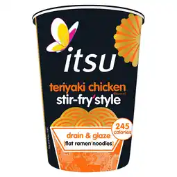 Tesco Itsu teriyaki chicken flavour stir fry style noodles 81g offer