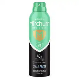 Tesco Mitchum Female Clear Fresh Antiperspirant Deodorant 200Ml offer