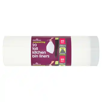 Morrisons Morrisons 50L Drawstring Tall Kitchen Waste Bin Liners offer