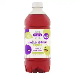 Tesco Get More Vits Kids Multivitamin Squash Apple & Blackcurrant 750ml offer