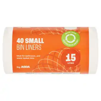Asda ASDA 40 Small Bin Liners 15 Litres offer