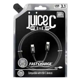 Asda Juice Type C To Type C Black Cable 2M offer