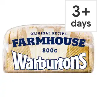Tesco Warburtons Farmhouse Thick Sliced White Bread 800g offer
