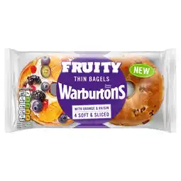 Tesco Warburtons Fruity Thin Bagels 4 Pack offer