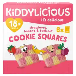 Asda Kiddylicious Strawberry, Banana & Beetroot Cookie Squares 18+ Months 6 x 24g (144g) offer